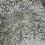 Beaded Lace Fabric Antique Silver