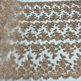 Beaded Corded Bridal Lace Fabric