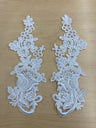 1 Pair 10" x 3.5" Each Side Beaded & Corded Floral Lace Applique100% Polyester Net Mesh