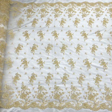 Embroidered Corded Bridal Lace Turquoise