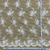 Embroidered Mesh Bridal Lace Ivory