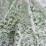 1 Yard Ivory Corded Bridal Lace Fabric Embroidered on 100 Percent Polyester Net Mesh 53 Inch Width