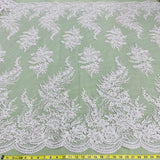 Beaded Corded Bridal Lace Fabric