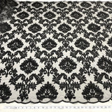 Beaded Lace Fabric on Polyester Net Mesh 56"