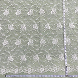 1 Yard - Corded Bridal Lace Fabric Embroidered on 100% Polyester Net Mesh - Ivory - 52"