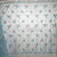 Beaded Lace Fabric Embroidered On 100 Percent Polyester Net Mesh - Lt. Blue, Turquoise, Silver, Floral Beaded Sequin Pattern, 52" Width (1 Yard)