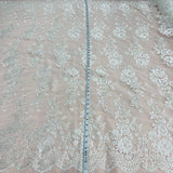 1 Yard Corded Bridal Lace Fabric Embroidered on Polyester Net Mesh