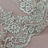 Corded Lace Trimming Embroidered On 100 Percent Polyester Net Mesh Fabric - Black, Ivory With Gold, Ivory With Silver, Ivory, Silver, White, 6" Width (1 Yard)