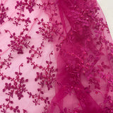 1 Yard Silver Beaded Lace Fabric Embroidered on Polyester Net Mesh for Couture Wedding and Evening Dresses – 53"