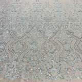 Beaded Lace Fabric on Polyester Net Mesh 52"