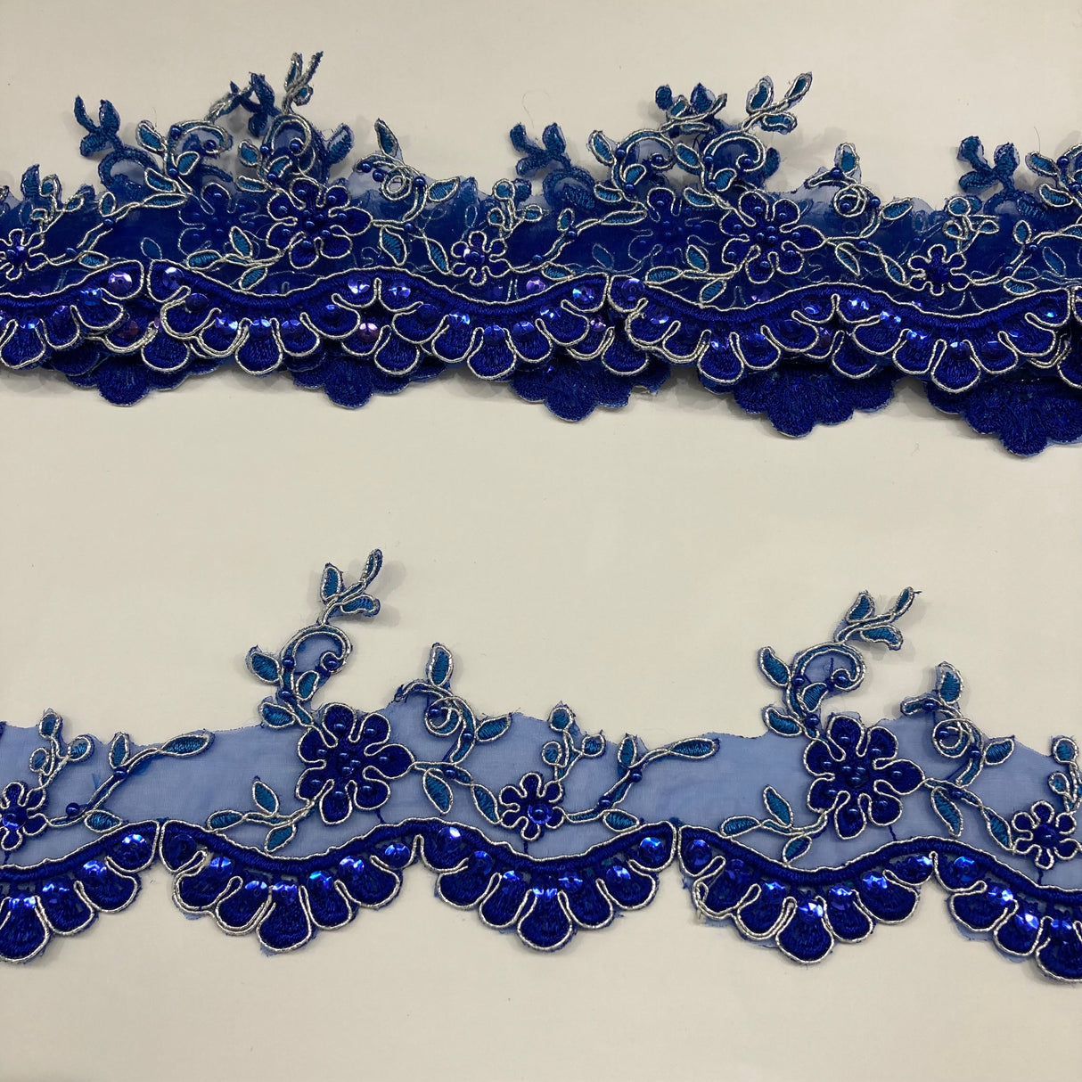 Beaded Corded Lace Trim Metallic