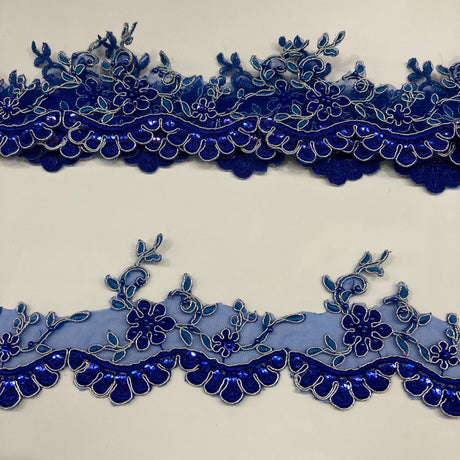 Beaded Corded Lace Trim Metallic