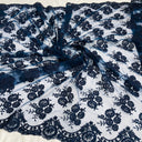 Corded Bridal Lace Polyester Fabric - Embroidered Net Mesh, 50" Width (1 Yard)