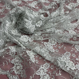 1 Yard Beaded and Corded Lace Fabric Embroidered on Polyester Net Mesh