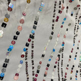 Hand Sequined Chiffon Fabric - White, 48" Width (1 Yard)