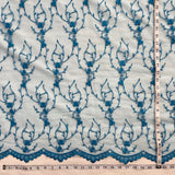 Embroidered Lace Fabric Turquoise Mesh