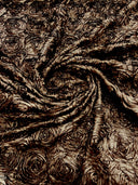 Rosette 3D Satin Polyester Fabric - 3D Rosette Design, 54" Width (1 Yard)