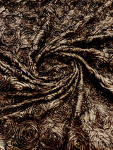 Rosette 3D Satin Polyester Fabric - 3D Rosette Design, 54" Width (1 Yard)