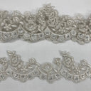 Beaded Corded Floral Lace Trimming 2"
