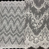 3 Yards Chantilly Embroidered Lace Fabric with Eyelash Scallop