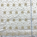 Corded Bridal Lace Fabric Ivory Mesh