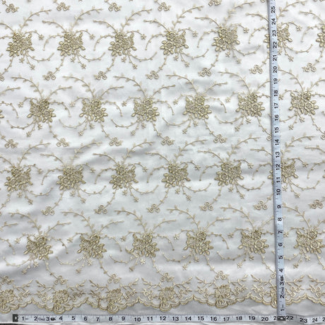 Corded Bridal Lace Fabric Ivory Mesh