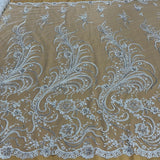 Beaded Corded Bridal Lace Fabric