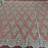 1 Yard Beaded and Corded Lace Fabric Embroidered on Polyester Net Mesh