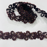 Beaded Corded Lace Trim on Polyester Organza