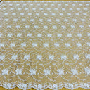 Beaded & Corded Bridal Lace Fabric - Embroidered Net Mesh, 52" Width (1 Yard)