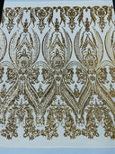 Big Sequin Damask Polyester Fabric - Damask Sequin Mesh, 54" Width (1 Yard)