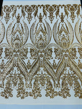 Big Sequin Damask Polyester Fabric - Damask Sequin Mesh, 54" Width (1 Yard)