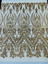 Big Sequin Damask Polyester Fabric - Damask Sequin Mesh, 54" Width (1 Yard)