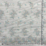 1 Yard Corded Bridal Lace Fabric Embroidered on Polyester Net Mesh Silver for Wedding and Evening Gowns – 51"