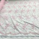 1 yarda de tela de encaje plateado con cuentas bordadas sobre malla de red para vestidos de boda y de noche – 52"