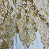 Beaded Corded Bridal Lace Fabric 51" Wide