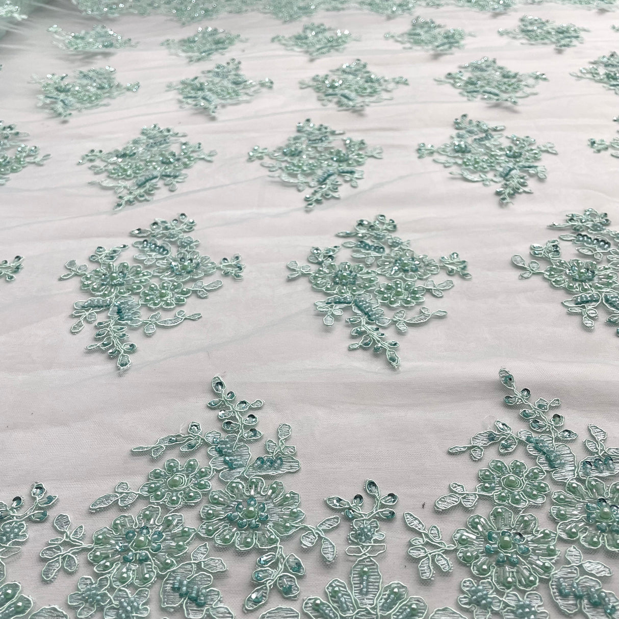 Beaded Corded Bridal Lace Sage