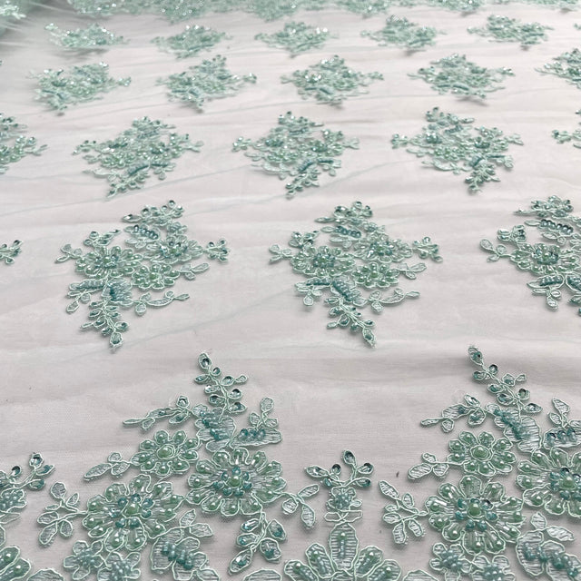 Beaded Corded Bridal Lace Sage