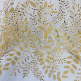 1 Yard Beaded Sequined Lace Fabric Embroidered 100 Percent Polyester Net Mesh 52 inch Width