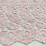 Beaded Corded Bridal Lace Ivory Mesh