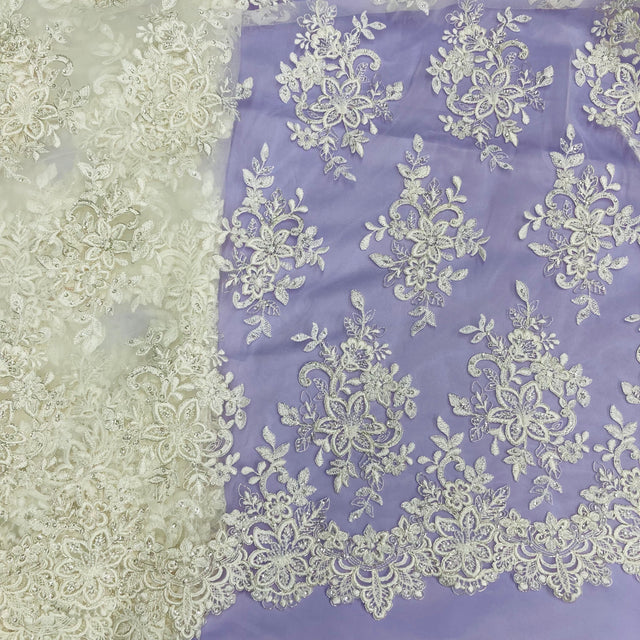 Beaded Corded Bridal Lace Mesh
