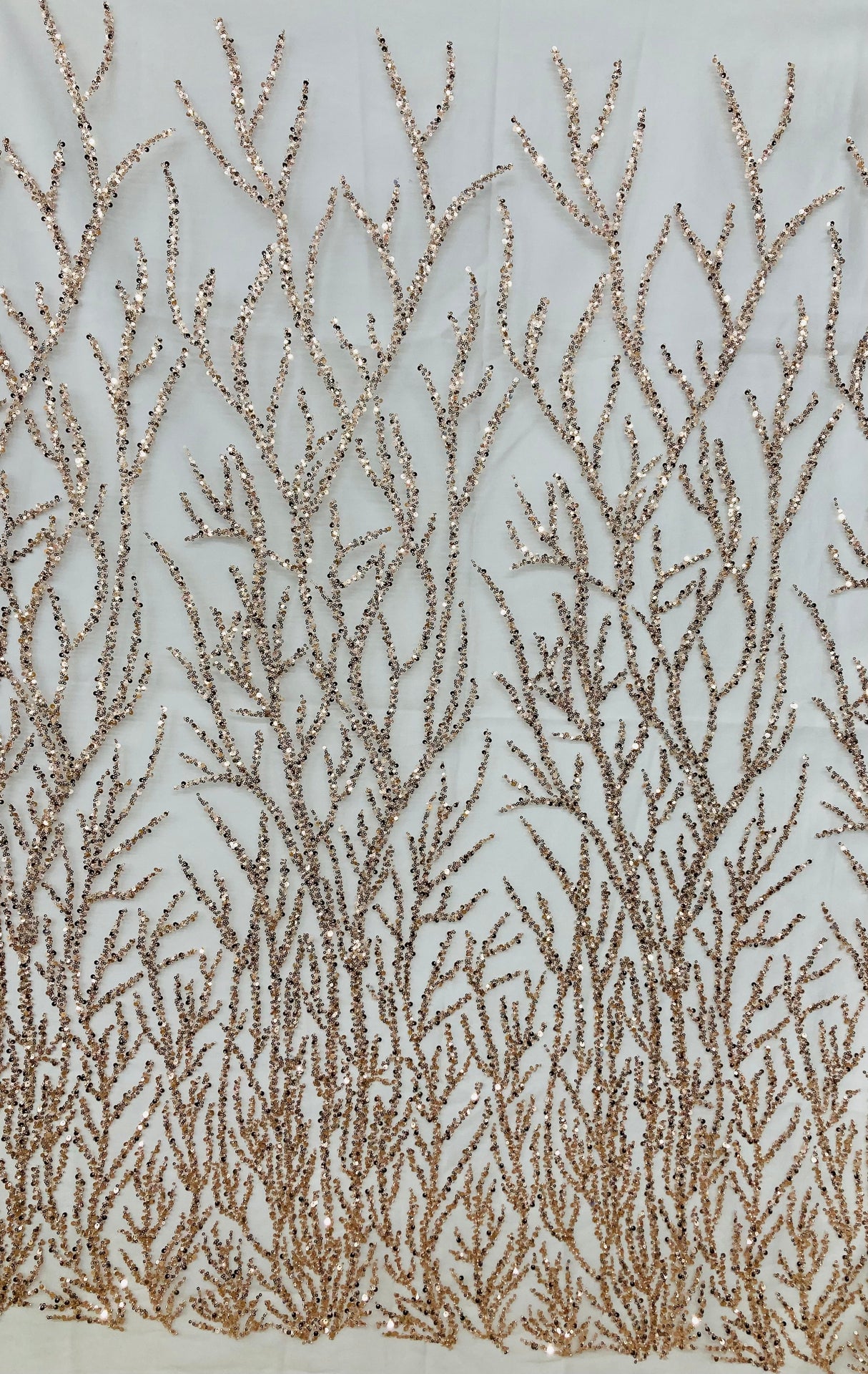 Beaded Sequined Lace Fabric on Polyester Net Mesh