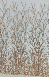 Beaded Sequined Lace Fabric on Polyester Net Mesh