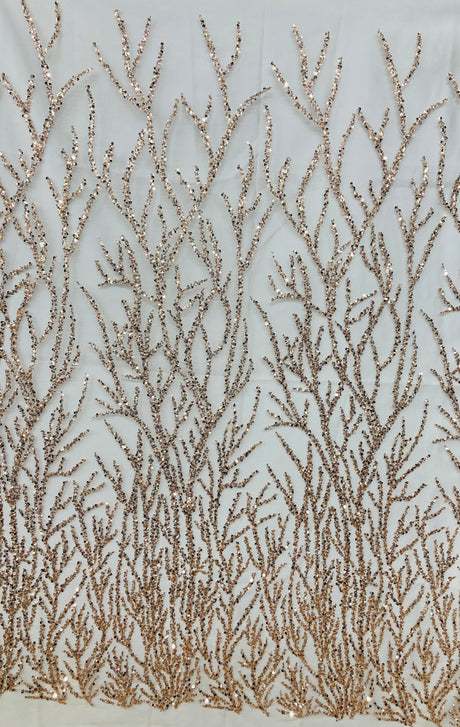 Beaded Sequined Lace Fabric on Polyester Net Mesh