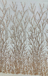 Beaded Sequined Lace Fabric on Polyester Net Mesh