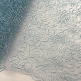1 Yard Corded Bridal Lace Fabric Embroidered on 100% Polyester Net Mesh, Elegant Wedding Material