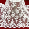 1 Yard Elegant Corded Embroidered Bridal Lace Fabric for Couture Gowns White
