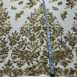 Beaded Lace Embroidered Mesh Gold Silver