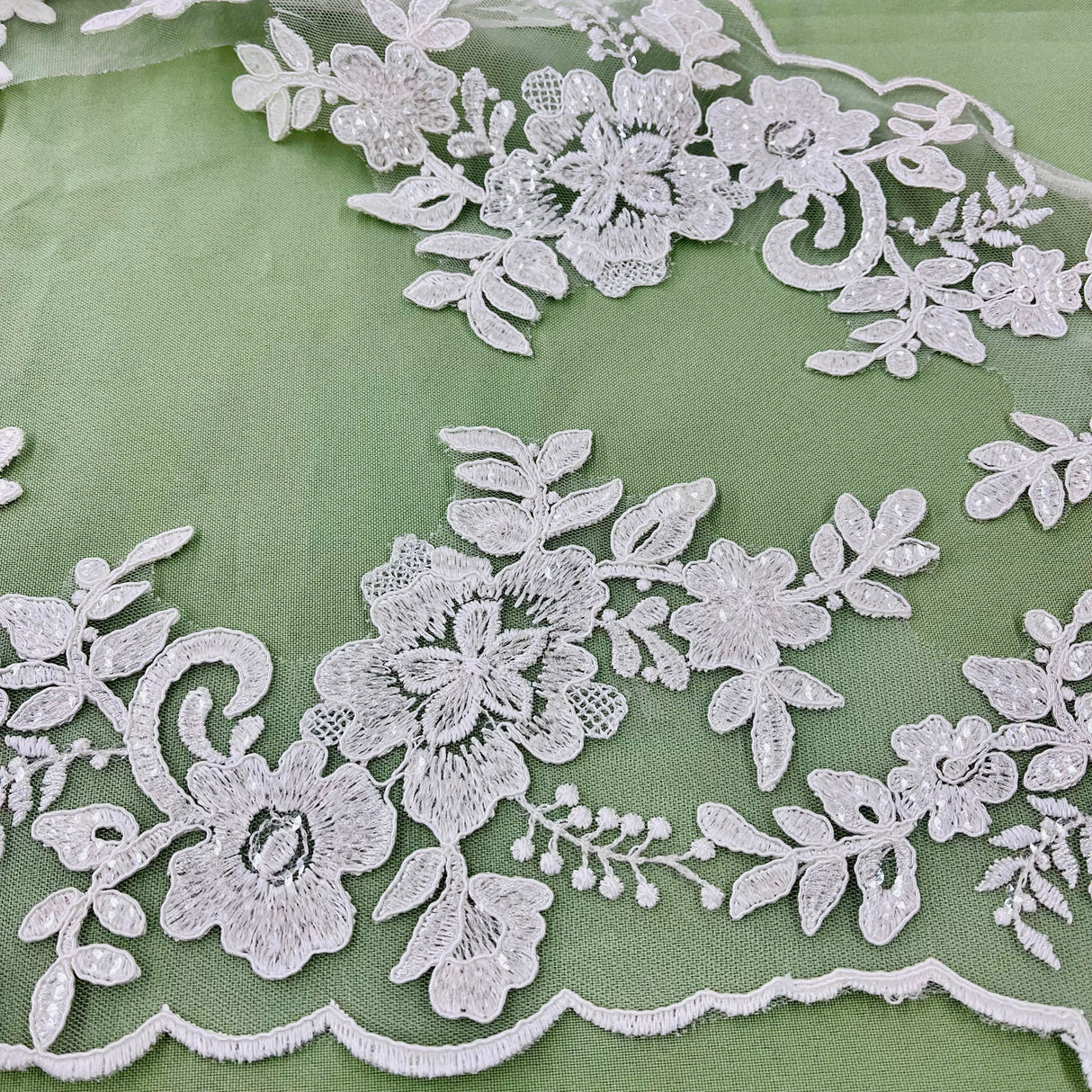 Beaded Floral Lace Trim