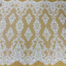 1 Yard Exquisite Beaded Lace Fabric Embroidered on 100% Polyester Net Mesh White